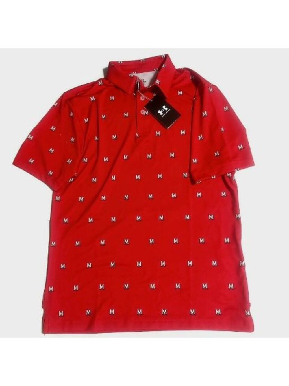 NCAA Maryland Terrapins Mens Small Under Armour Golf Performance Polo Shirt Red